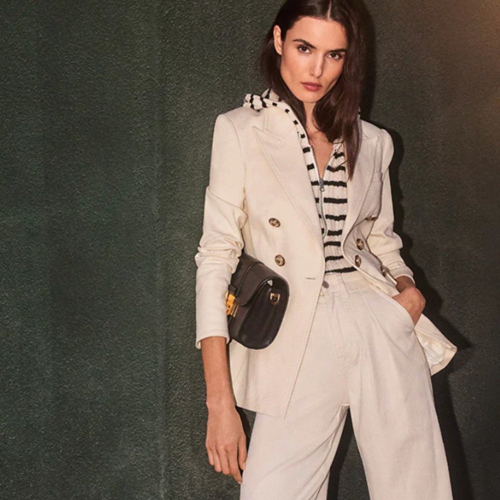 Veronica Beard NAIRA DENIM DICKEY JACKET ECRU 8